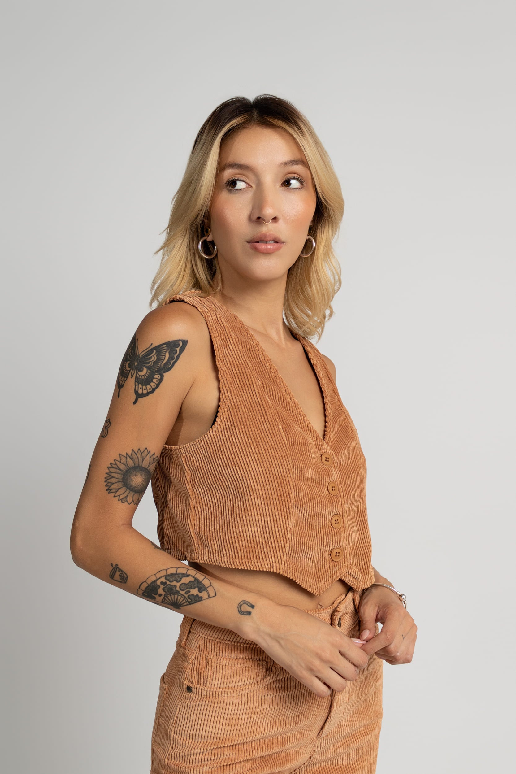 chaleco corduroy Camel