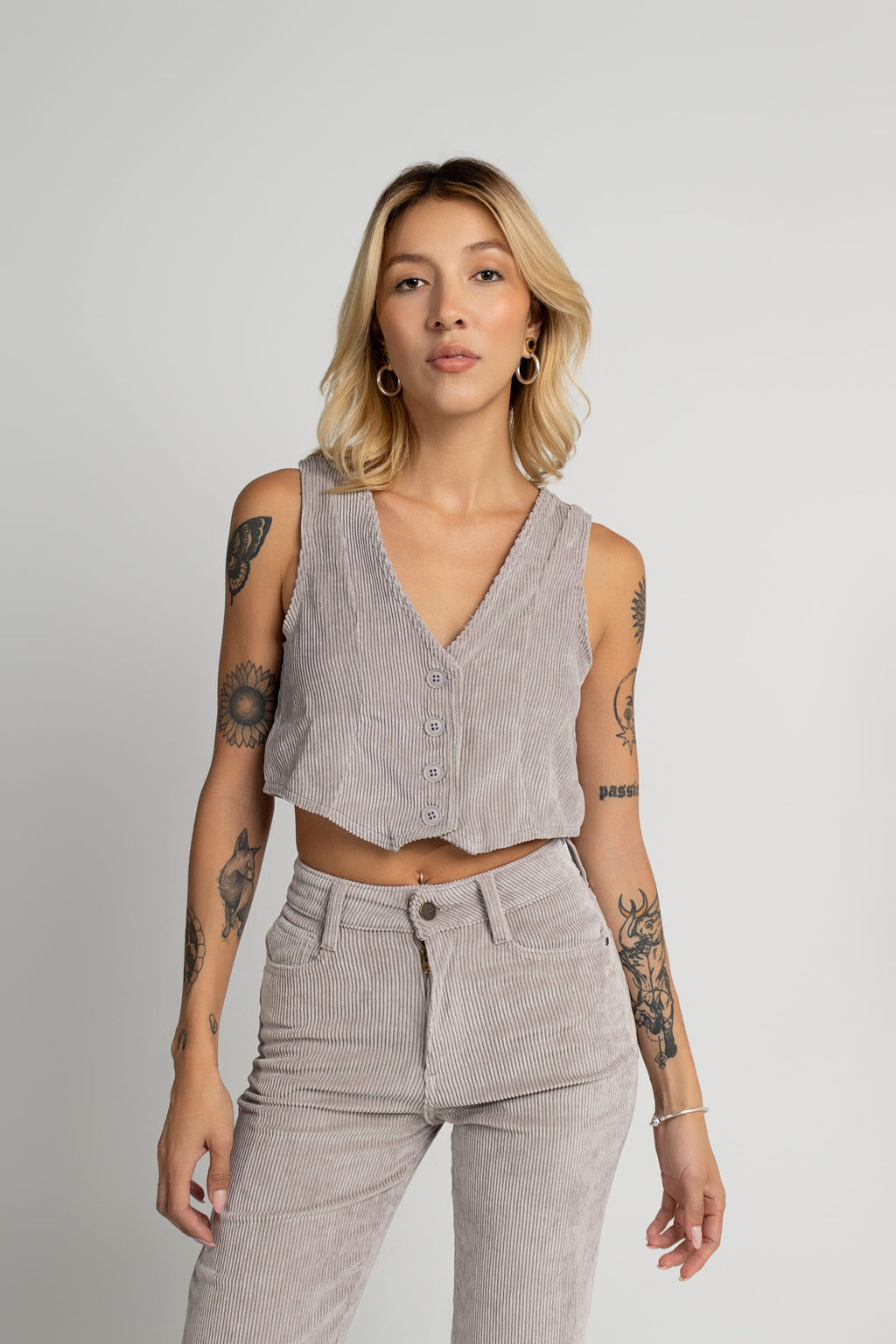 chaleco corduroy Gris
