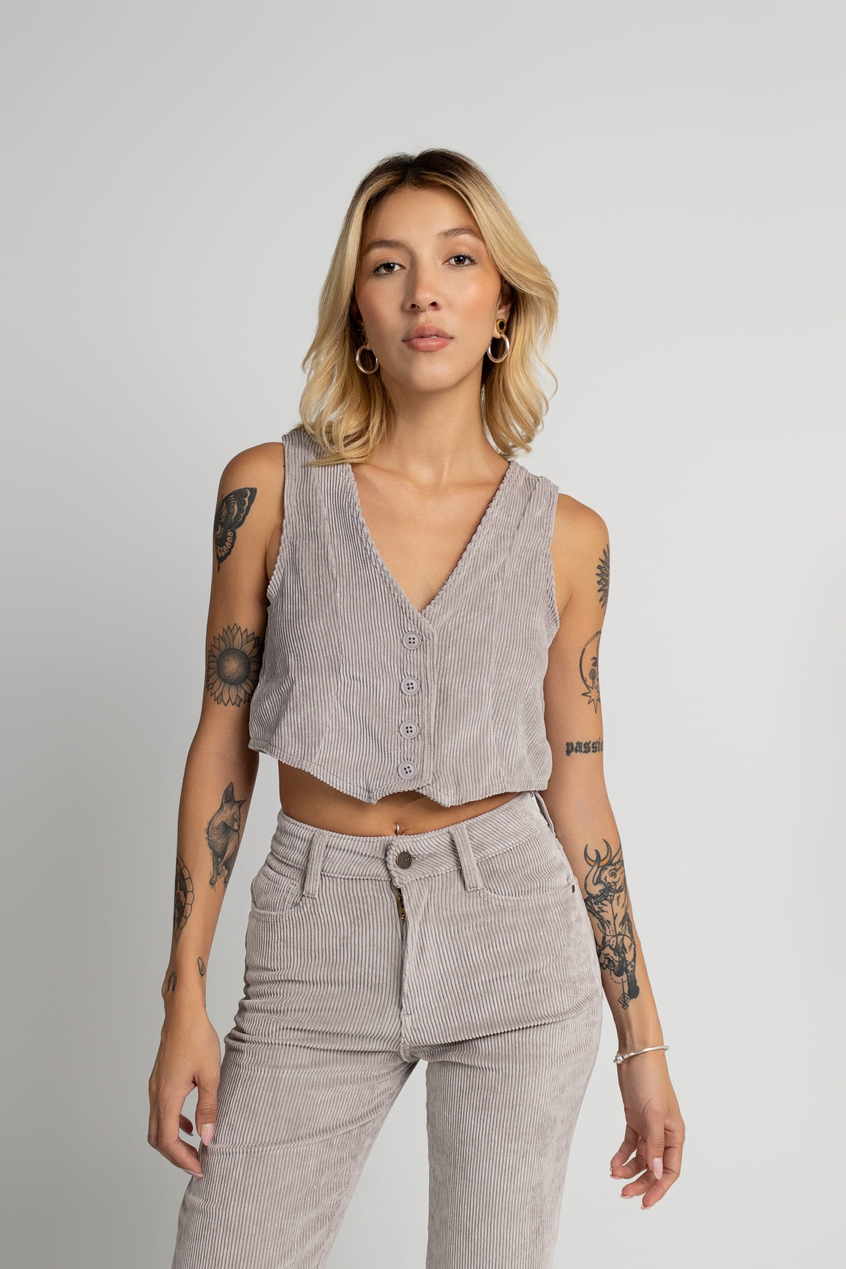 chaleco corduroy Gris