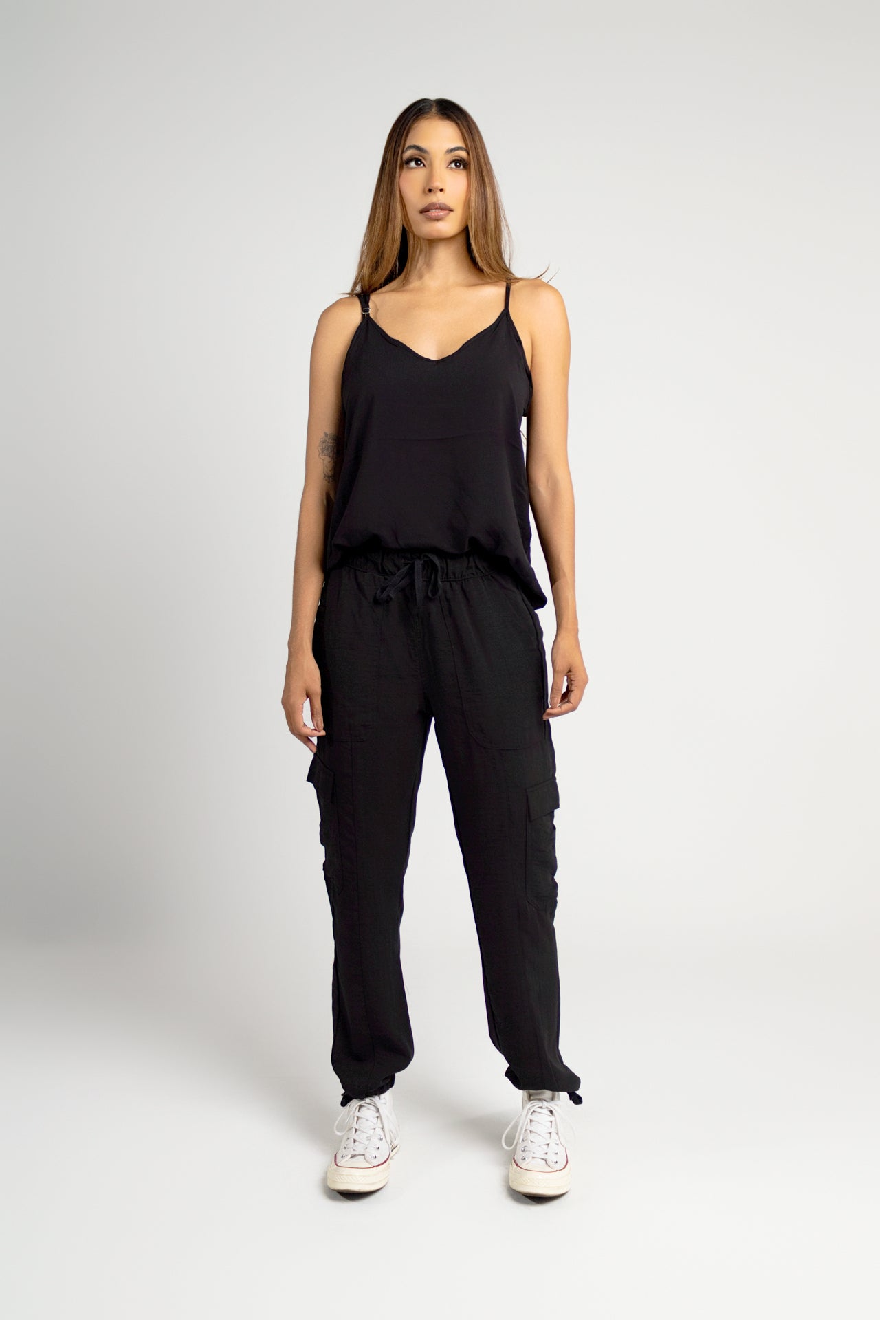 Pantalón Cargo Fluido Negro